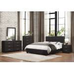 Lorenzi Upholstered Platform Bedroom Set 4 Pc - Black Vinyl